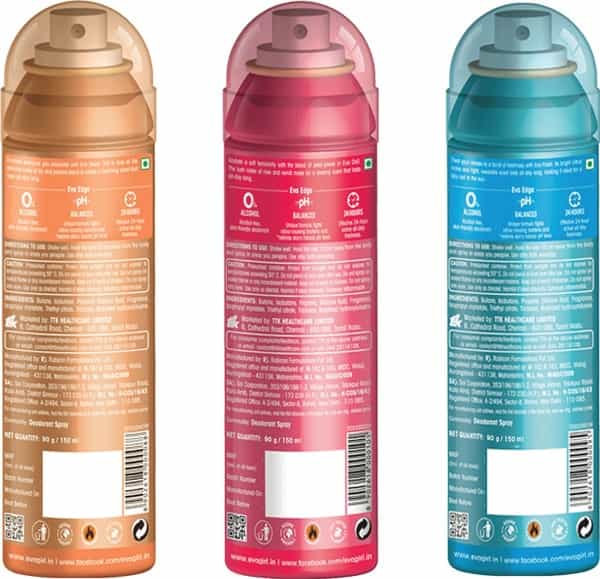 Eva Perfumed Deodrant Skin Friendly Body Spray For Woman Sweet Fresh & Doll 150Ml ( Pack Of 3)