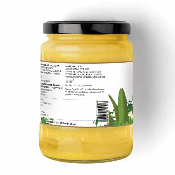 Kapiva Organic Ghee - Good Fats For Healthy Heart - Keto Diet Friendly 500 Ml