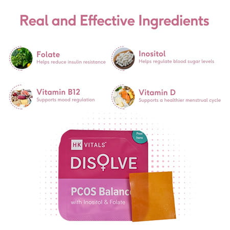 Hk Vitals Disolve Pcos Balance With Inositol & Folate | Mango Flavour | 30 Strips