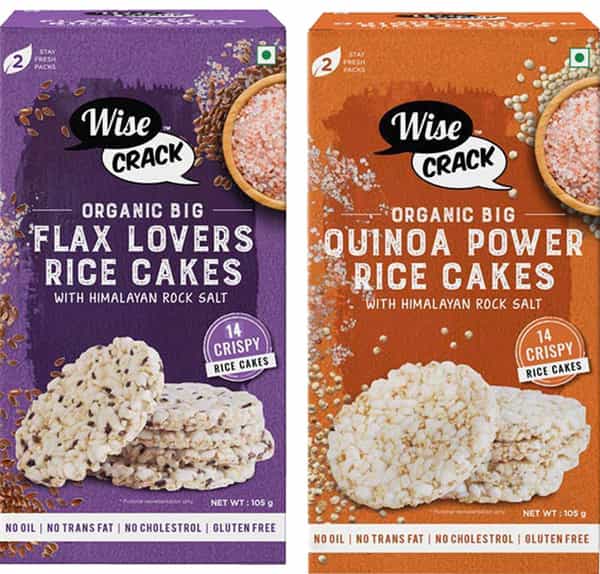Wise Crack Organic Rice Cakes - Flax Lovers 105G & Quinoa Power|105G (Pack Of 2)