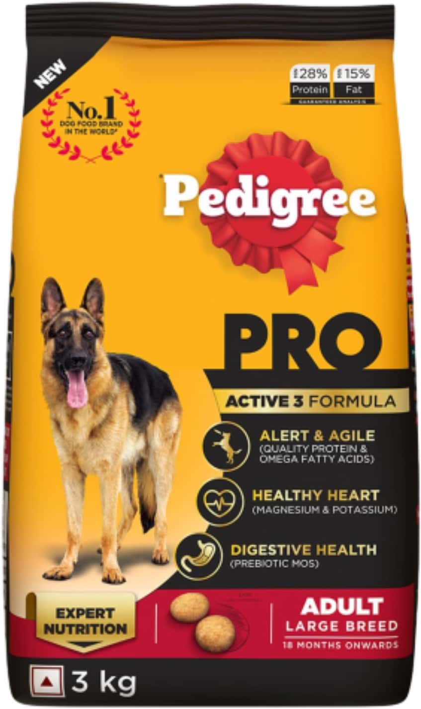 Pedigree Pro Adult Large Breed | Dry Dog Food (18 Months Onwards) | 3 Kg Pack | Chicken