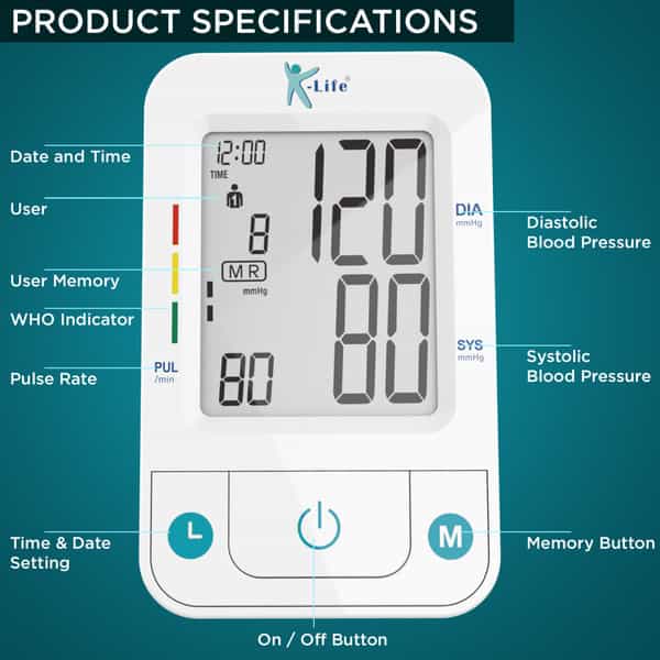 K-Life 107 - Fully Automatic Digital Blood Pressure Checking Machine | Bp Monitor (White)