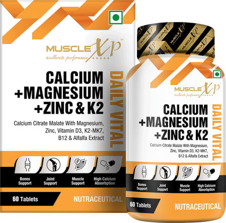 Musclexp Calcium + Magnesium + Zinc & K2-Mk7 Daily Vital 60 Tablets