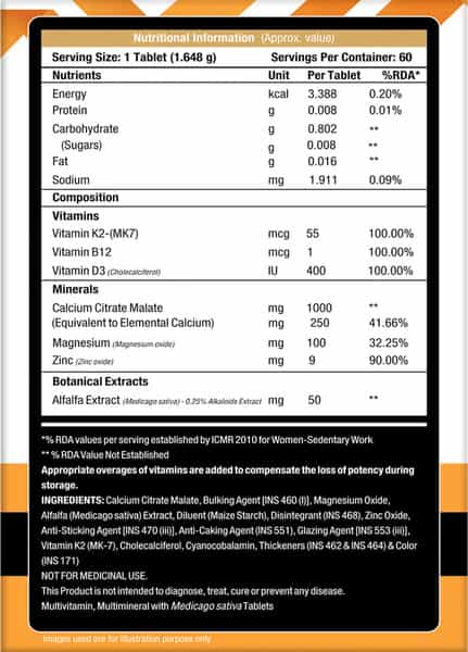 Musclexp Calcium + Magnesium + Zinc & K2-Mk7 Daily Vital 60 Tablets