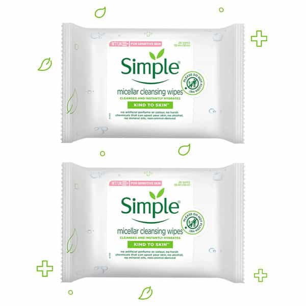 Simple Kind To Skin Micellar Cleansing Wipes - Pack Of 2