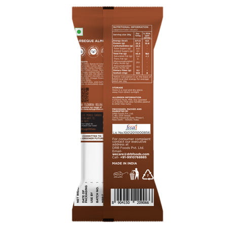 Nutty Gritties Barbeque Almonds - 240g ( Pack Of 6 X 40g Each)