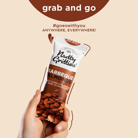Nutty Gritties Barbeque Almonds - 240g ( Pack Of 6 X 40g Each)