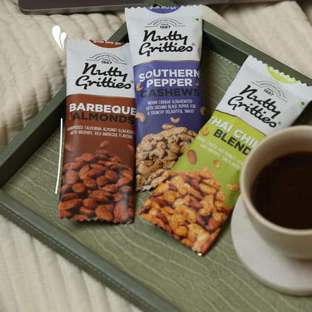 Nutty Gritties Barbeque Almonds - 240g ( Pack Of 6 X 40g Each)