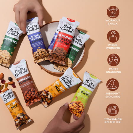 Nutty Gritties Barbeque Almonds - 240g ( Pack Of 6 X 40g Each)