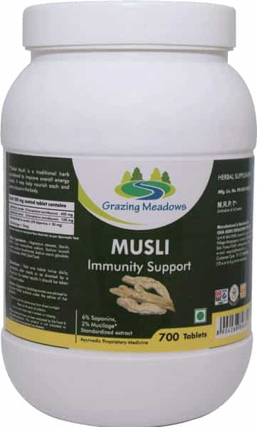 Grazing Meadows Musli Tablets Safed Musli 700 Tablets/Musali Powder (Chlorophytum Borivilianum)