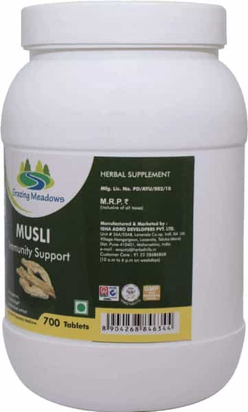 Grazing Meadows Musli Tablets Safed Musli 700 Tablets/Musali Powder (Chlorophytum Borivilianum)