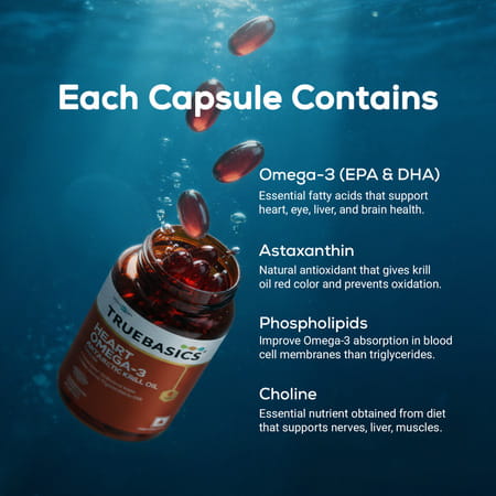 Truebasics Heart Omega-3 Antarctic Krill Oil - 30 Softgel Capsules