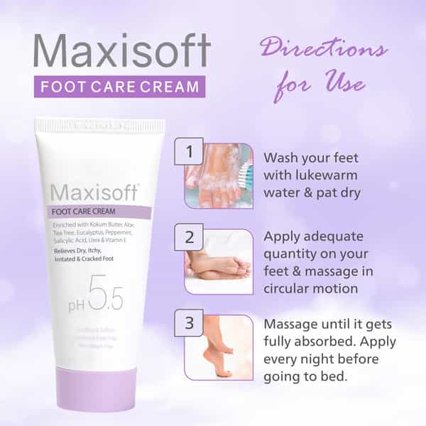 Maxisoft Foot Care Cream | Relieves Dry | Itchy Irritated & Cracked Foot | Tube | 60 Gm | Pack Of 4