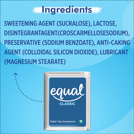 Equal Classic Zero Calorie Sweetener Sugar Free Calorie Control 100 Tablets Pack Of 4