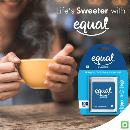 Equal Classic Zero Calorie Sweetener Sugar Free Calorie Control 100 Tablets Pack Of 4