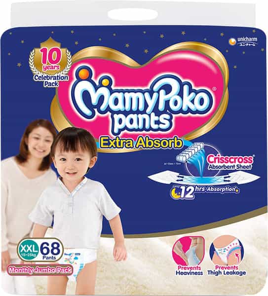 Mamypoko Pants Extra Absorb Diaper - Xxl Size Pack Of 68 Diapers