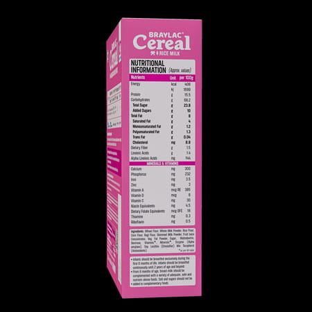Braylac Cereal Multigrain Mixed Fruit | 300 Gm Bag In Box | For 12+ Months Baby