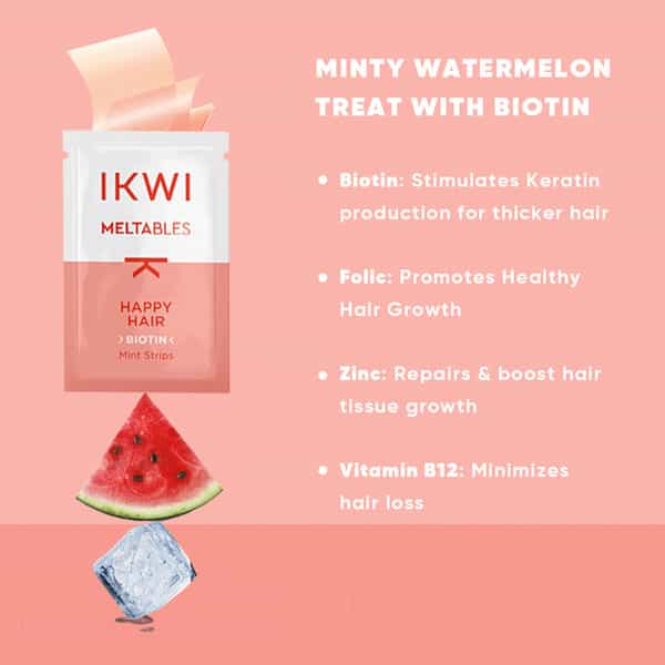 Ikwi Happy Hair Meltables With Biotin Zinc & Vitamin B12 For Healthy And Volumnious Hair