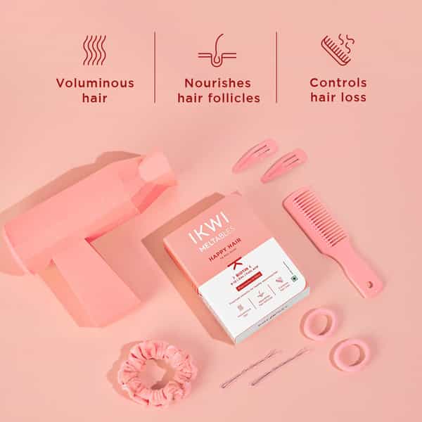 Ikwi Happy Hair Meltables With Biotin Zinc & Vitamin B12 For Healthy And Volumnious Hair