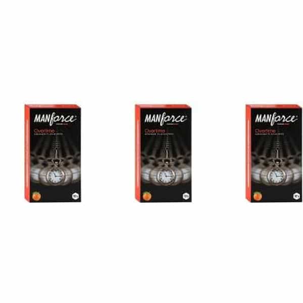 Manforce 3 In 1 Overtime Orange Flavoured- 10 Pieces X Pack Of 3 Condom
