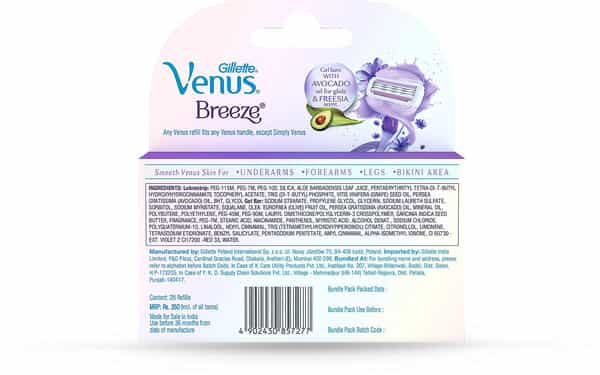 Gillette Venus Breeze Razor Blades For Women Box Of 2