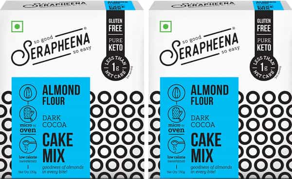 Serapheena Keto Cake Mix With Almond Flour 130G(Pack Of 2) (Dark-Chocolate)