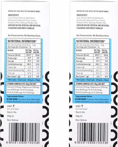 Serapheena Keto Cake Mix With Almond Flour 130G(Pack Of 2) (Dark-Chocolate)