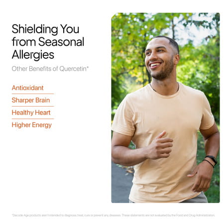 Decode Age Quercetin Supplement | Anti-Allergy | Supports Energy | Brain | 100mg | 30 Capsules | Veg