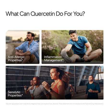 Decode Age Quercetin Supplement | Anti-Allergy | Supports Energy | Brain | 100mg | 30 Capsules | Veg