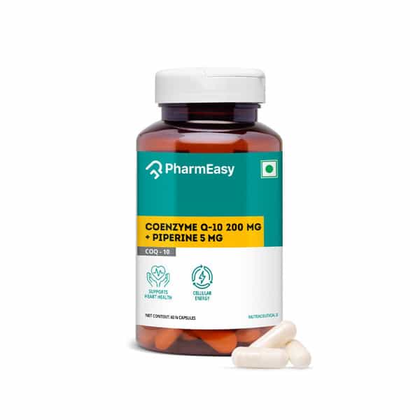 Pharmeasy Coenzyme Q10 (Coq10) 200Mg With Piperine - For Heart Health Bottle Of 60 Capsules