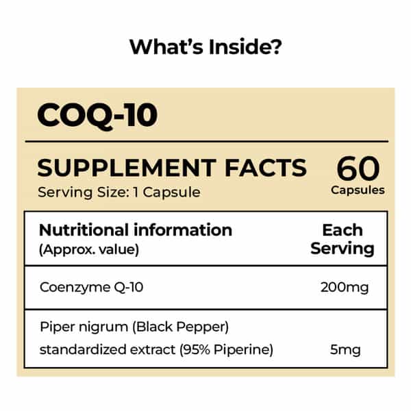 Pharmeasy Coenzyme Q10 (Coq10) 200Mg With Piperine - For Heart Health Bottle Of 60 Capsules