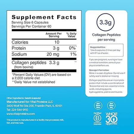 Vital Proteins Collagen Peptides 550 Mg 360 Capsules