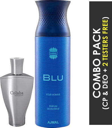 Ajmal Colaba Mukhallat Cp Attar 14ml For Unisex And Blu Homme Deodorant 200ml For Men