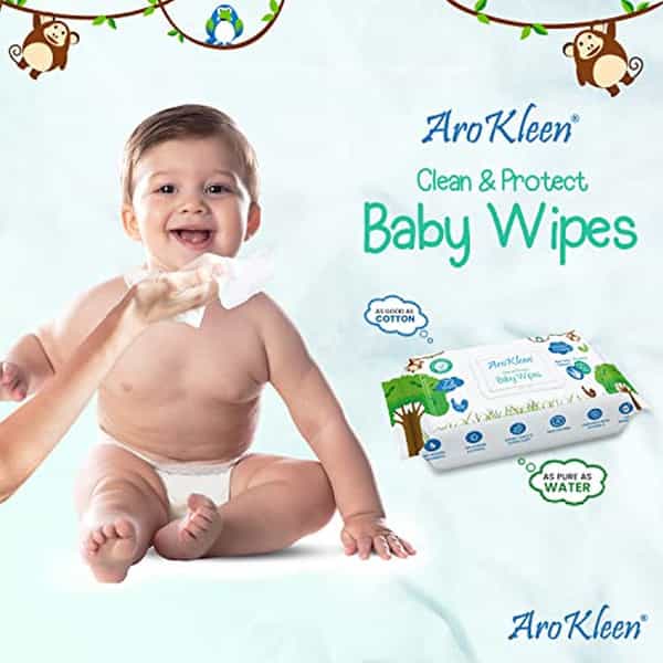 Arokleen Pure Water Cleansing Baby Wipes With Aloe Vera And Vitamin E 72 Wipes/ Pack ( Pack Of 6 )