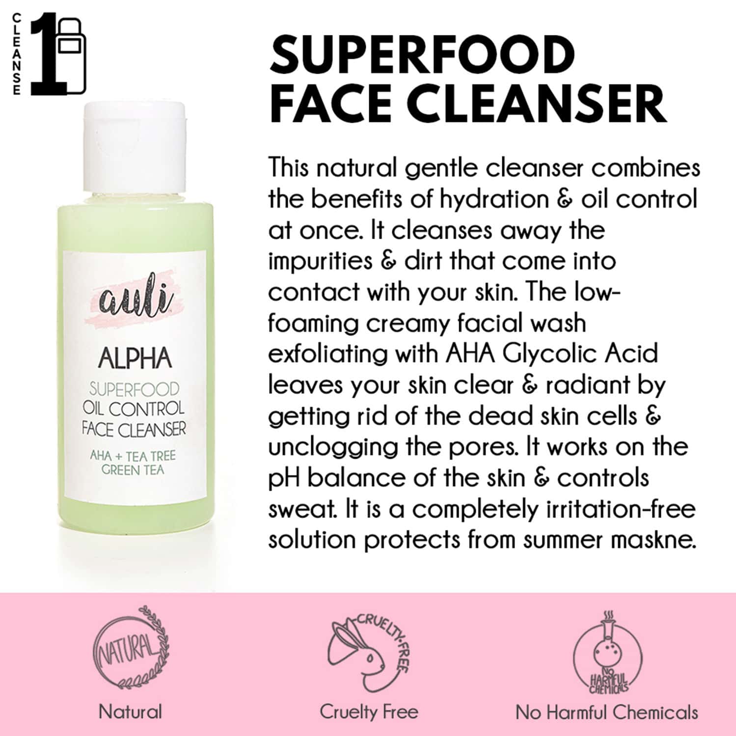 Buy AULI ALPHA AHA GLYCOLIC ACID NOFOAMING COOLING FACE WASH FOR