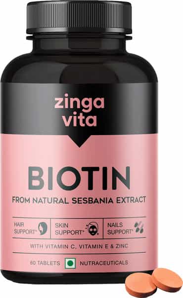 Zingavita Biotin Tablets For Hair Skin Nails Sugar Free Supplement 60 Counta