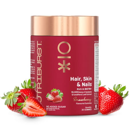 Nutriburst Biotin Gummies To Support Hair | Skin & Nail Growth (30 Gummies)(Strawberry Flavor)