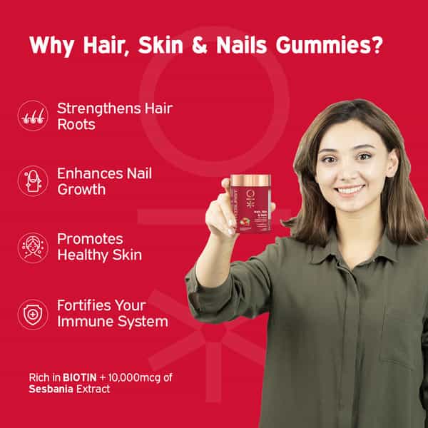 Nutriburst Biotin Gummies To Support Hair | Skin & Nail Growth (30 Gummies)(Strawberry Flavor)