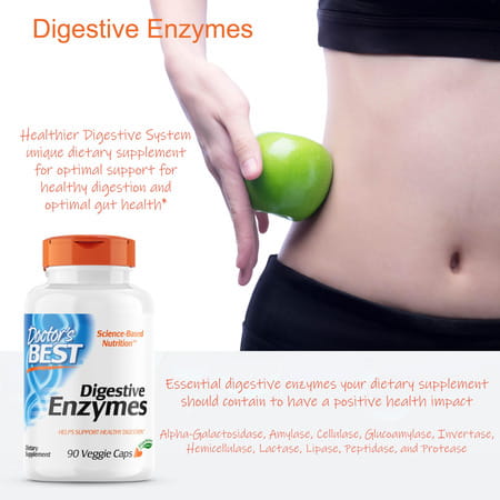 Doctor's Best Digestive Enzymes Non-Gmo Vegetarian Gluten Free | 90 Veggie Caps