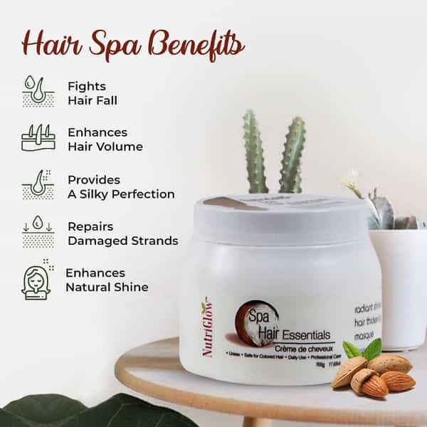 Nutriglow Hair Spa For Dry And Damaged Hair Enriched Aloe Vera Sweet Almond & Tea Tree Oil 500 Gm