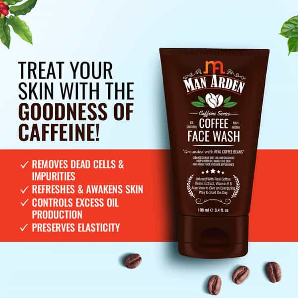 Man Arden Caffeine Series Coffee Face Wash - No Parabens Sulphate Silicones 100 Ml