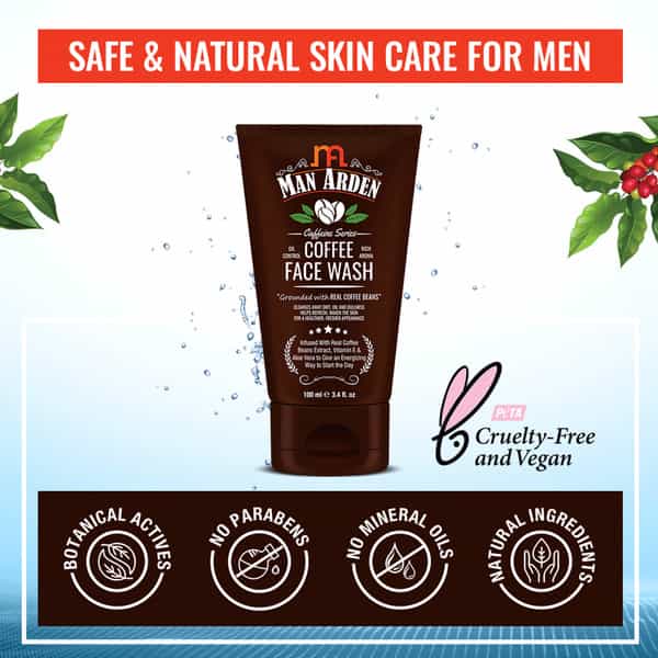Man Arden Caffeine Series Coffee Face Wash - No Parabens Sulphate Silicones 100 Ml