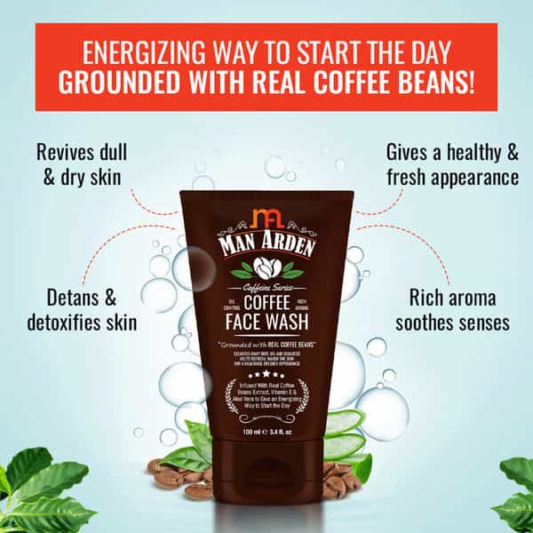 Man Arden Caffeine Series Coffee Face Wash - No Parabens Sulphate Silicones 100 Ml