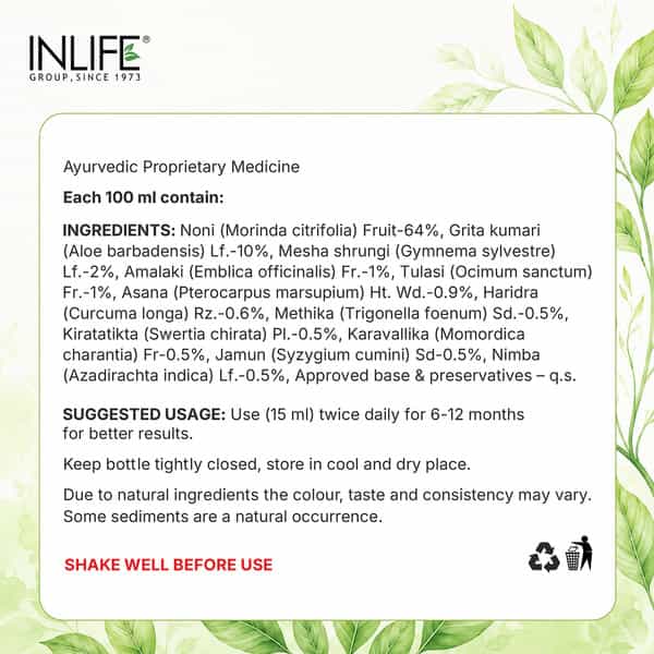 Inlife Diastan Noni For Diabetic Care Juice Concentrate Gymnema And Other Powerful Herbs - 1Litre