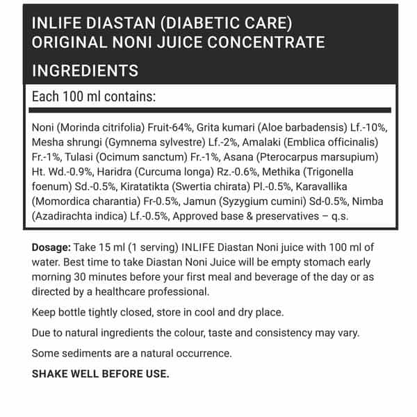 Inlife Diastan Noni For Diabetic Care Juice Concentrate Gymnema And Other Powerful Herbs - 1Litre