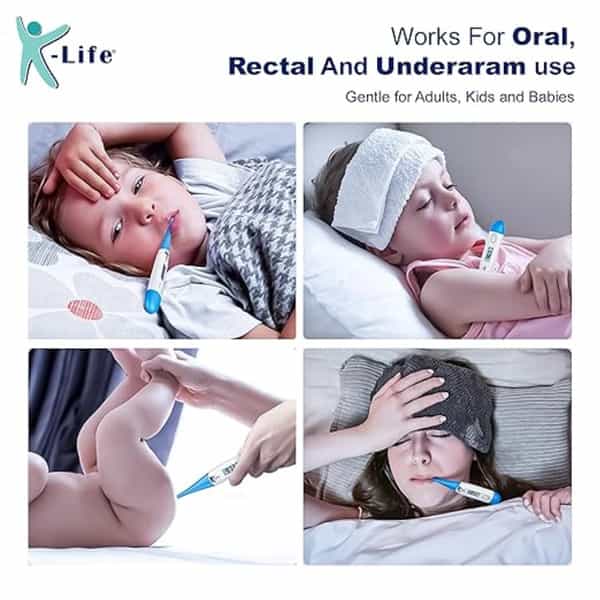 K-Life Fdt-101 Flexible Tip Digital Fever Check Thermometer For Kids Adults & Babies (White Blue)