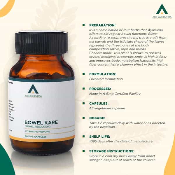 Age Ayurveda Bowel Kare Care - 60 Vegetable Capsules (Pack Of 2)