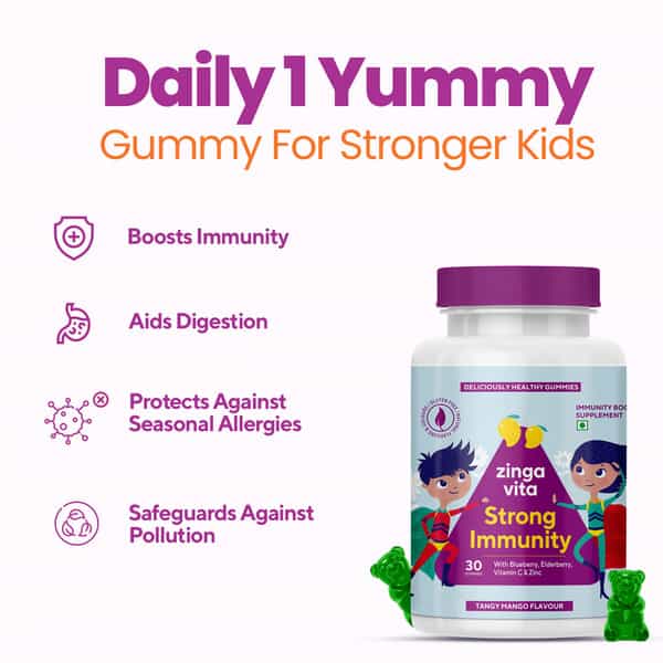 Zingavita Strong Immunity Booster Multivitamin Gummies For Kids 30 Vegan Gummies