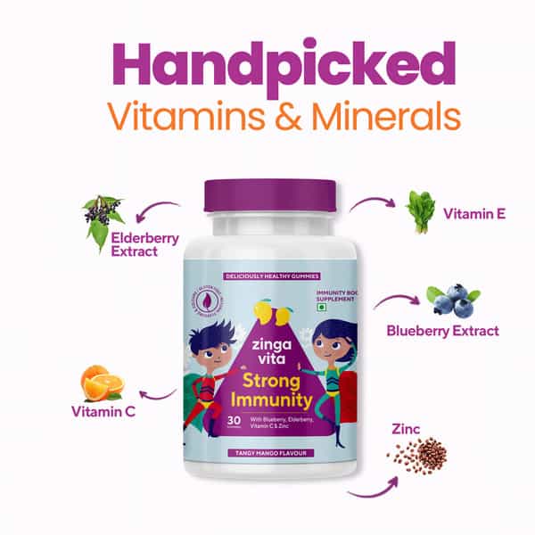 Zingavita Strong Immunity Booster Multivitamin Gummies For Kids 30 Vegan Gummies