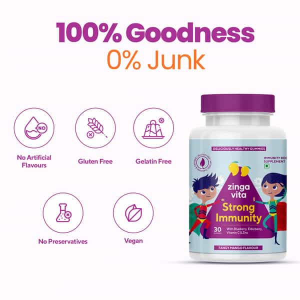 Zingavita Strong Immunity Booster Multivitamin Gummies For Kids 30 Vegan Gummies